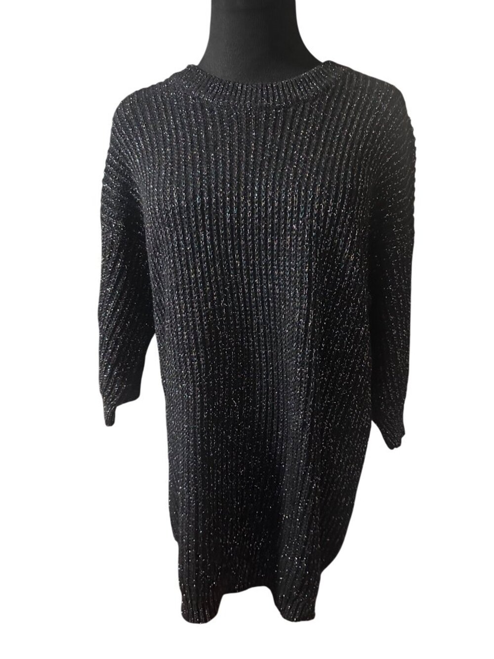 Vintage Linden O black multicolored sparkle glitter sweater size S